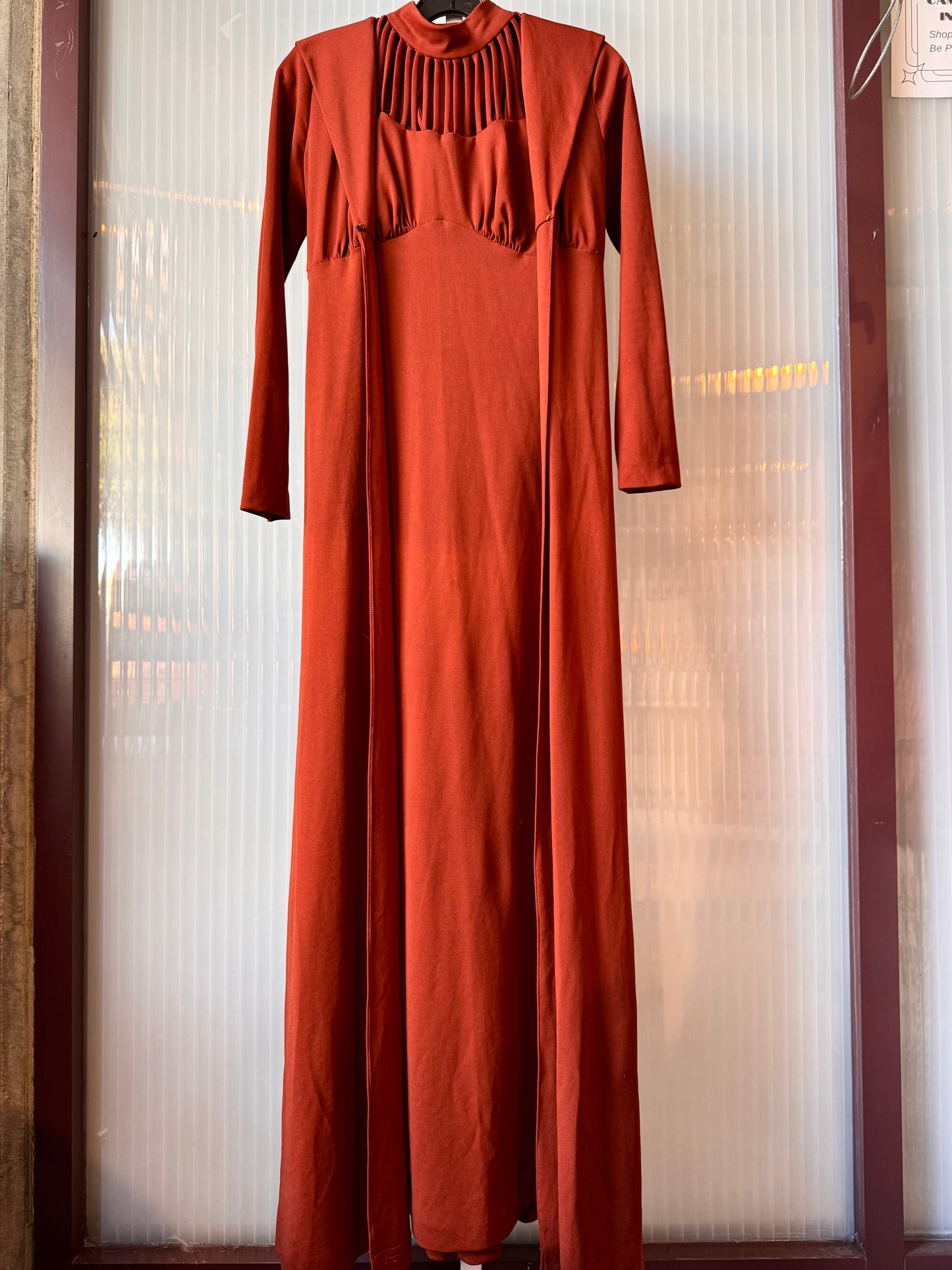 Orange Empire Waist Dress & Cape Set