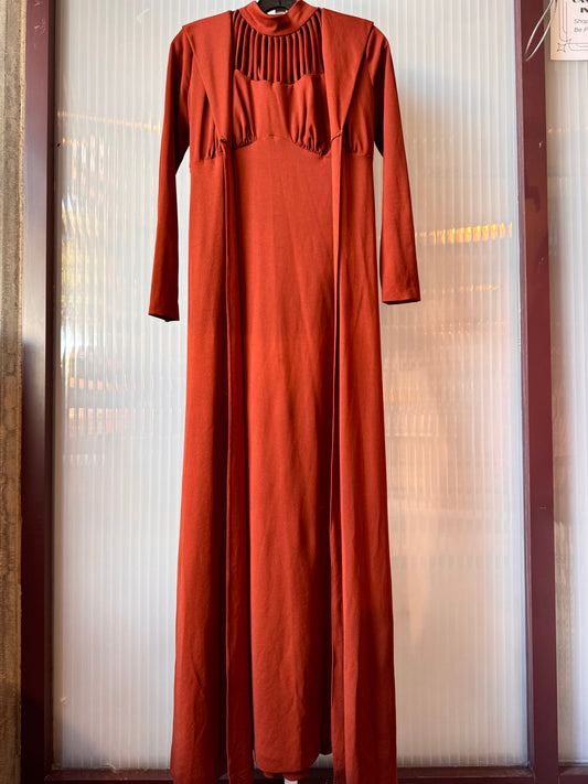 Orange Empire Waist Dress & Cape Set