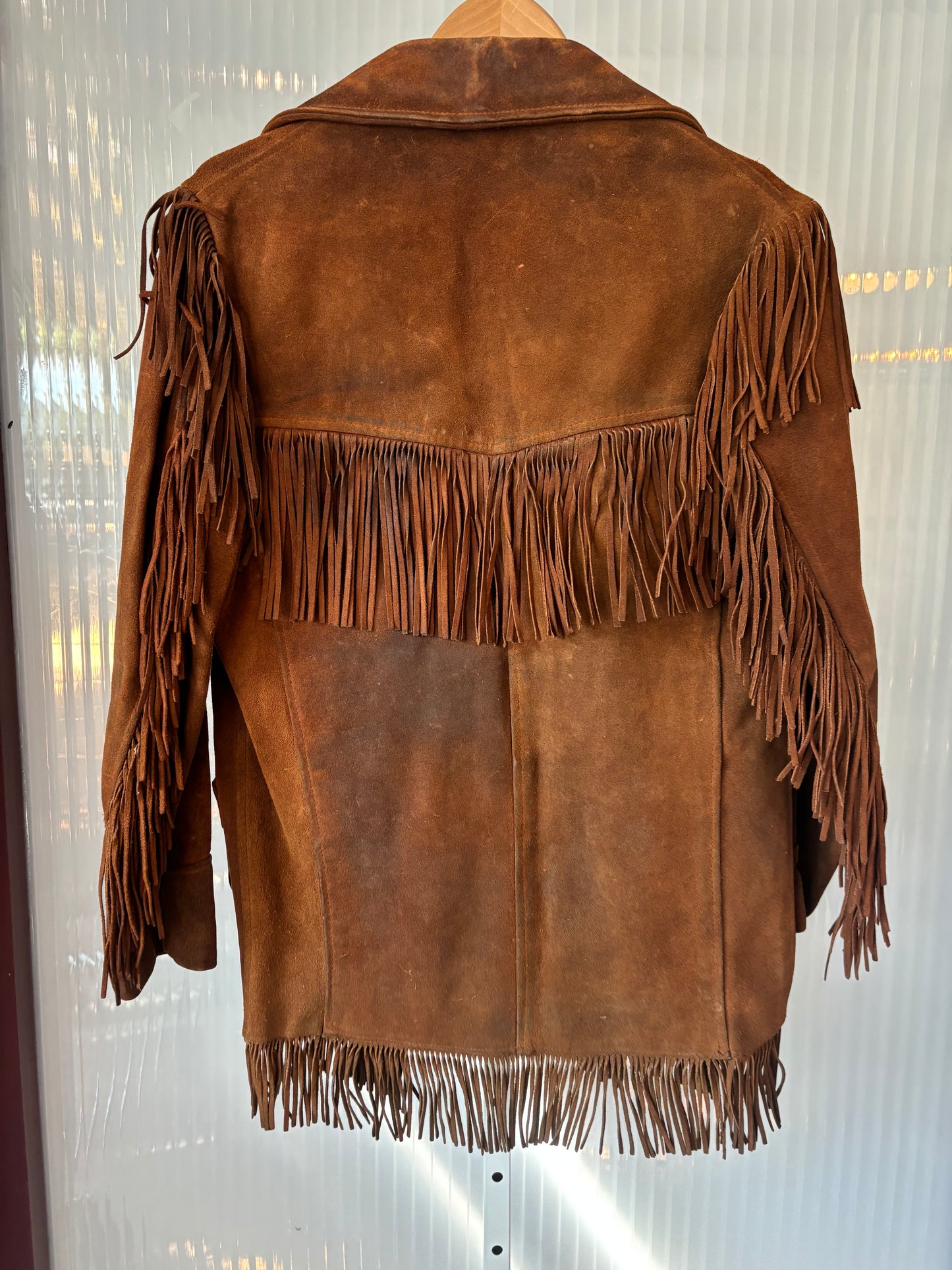 1970s Brown Leather fringed Jacket