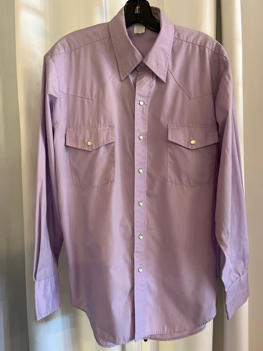 1970s Lavender Pearl Snap Western Shirt