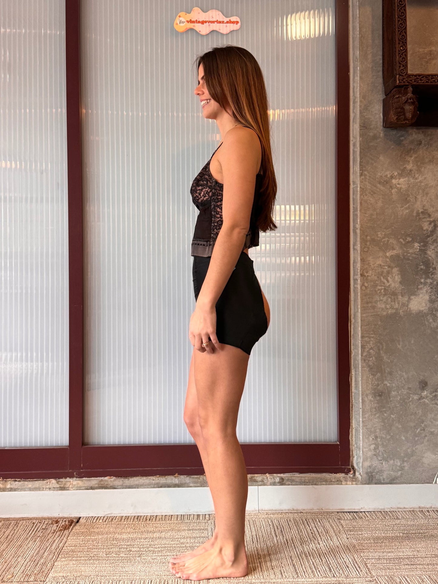 2000s Jennifer Mirya O-back Black Lingerie Shorts