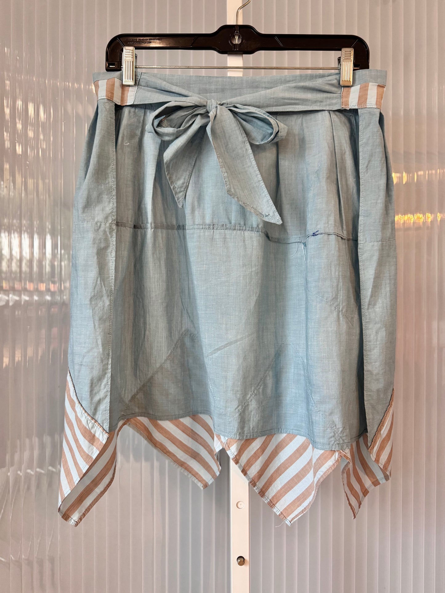 Blue Chambray & Brown Pinstripe Apron