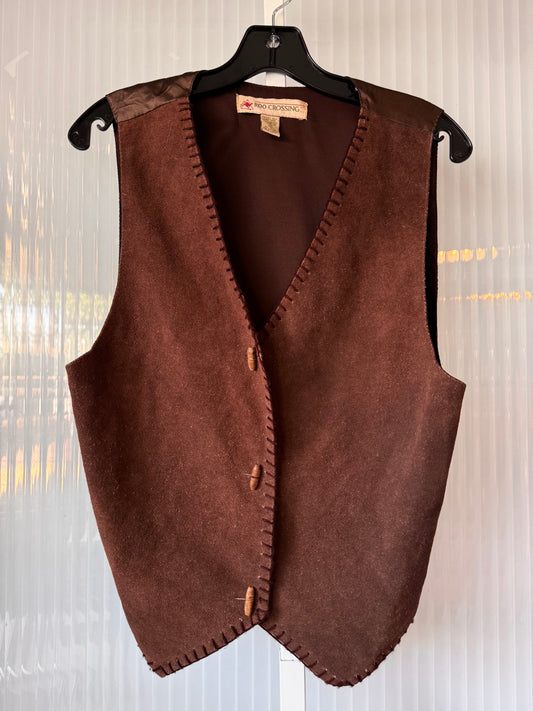 1990s Roo Crossing Brown Suede Vest
