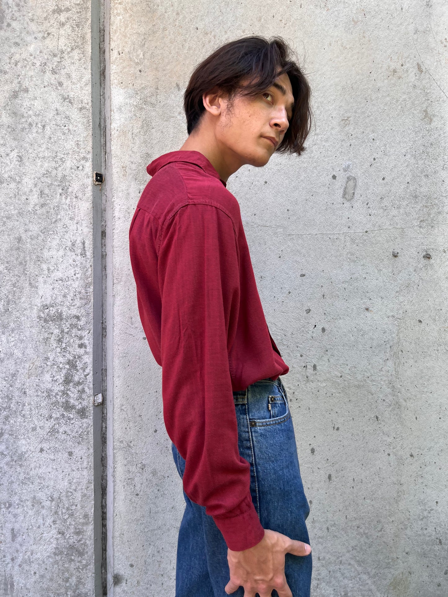 1950s Truval Red Button-up Shirt