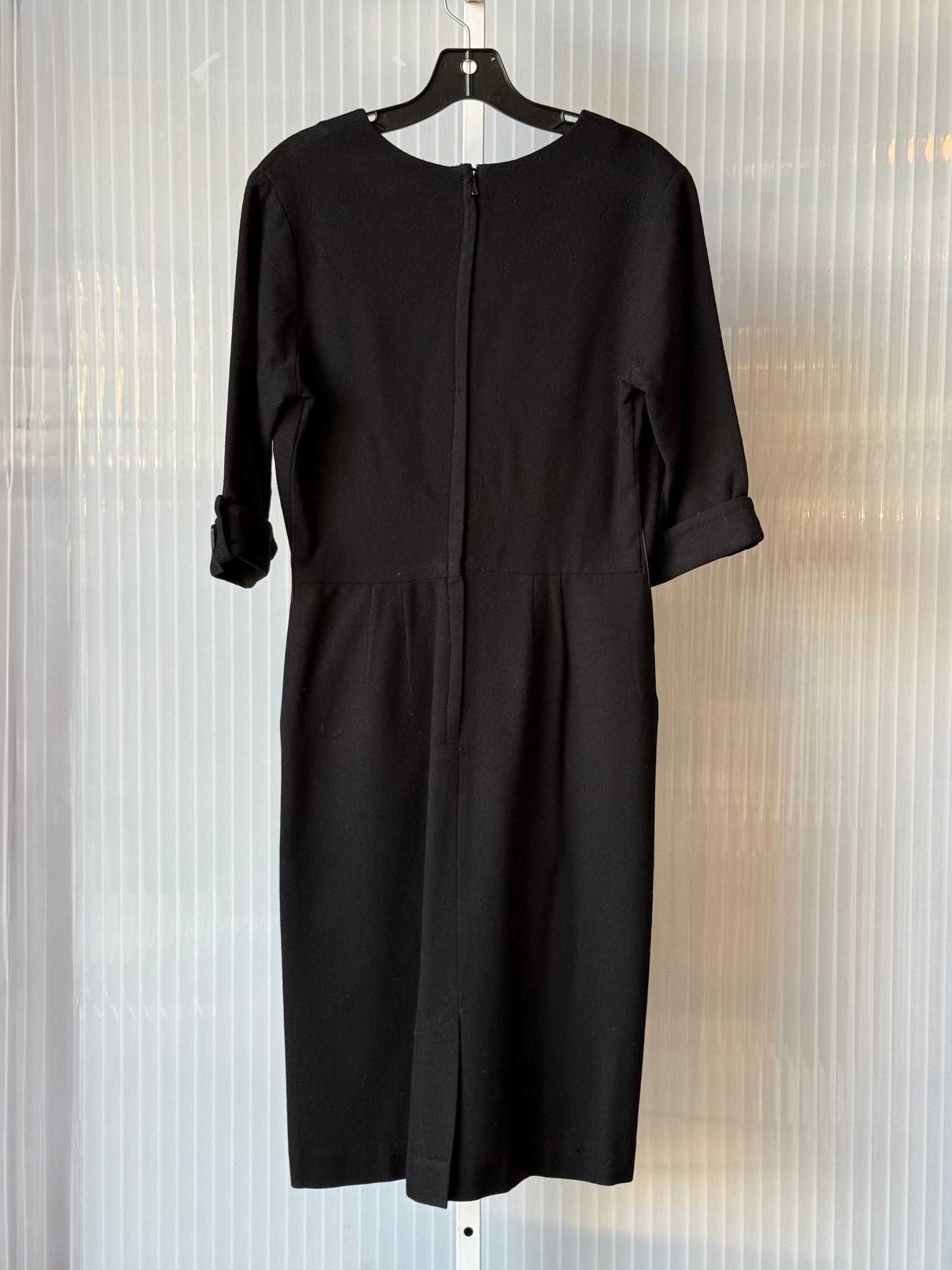 1960s Black Wool 3/4 Sleeve Sheath Dress
