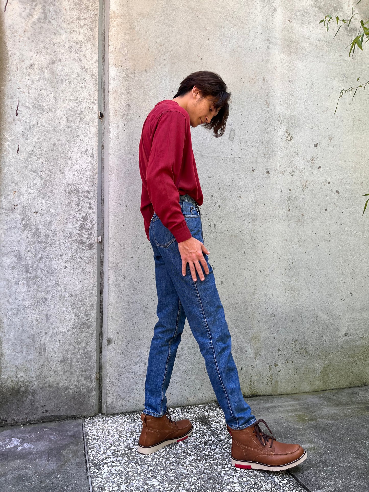 1950s Truval Red Button-up Shirt