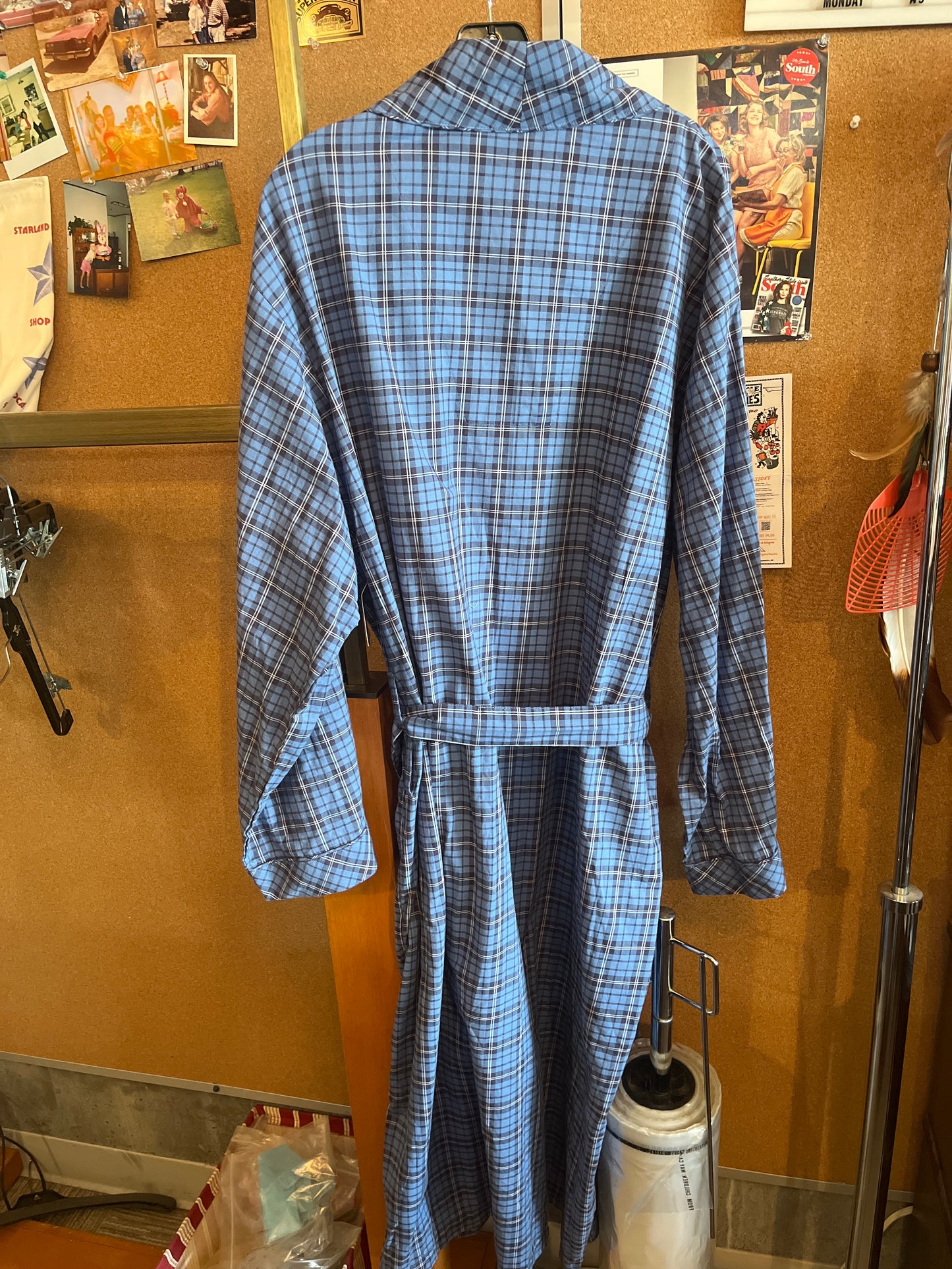 1990s Stafford Blue Plaid Robe