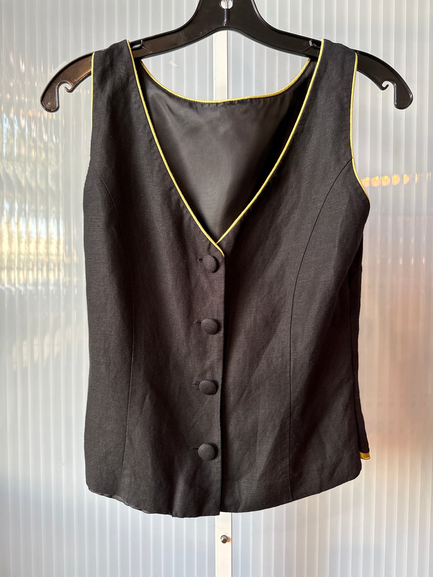 1980s Floral Embroidered Black Vest