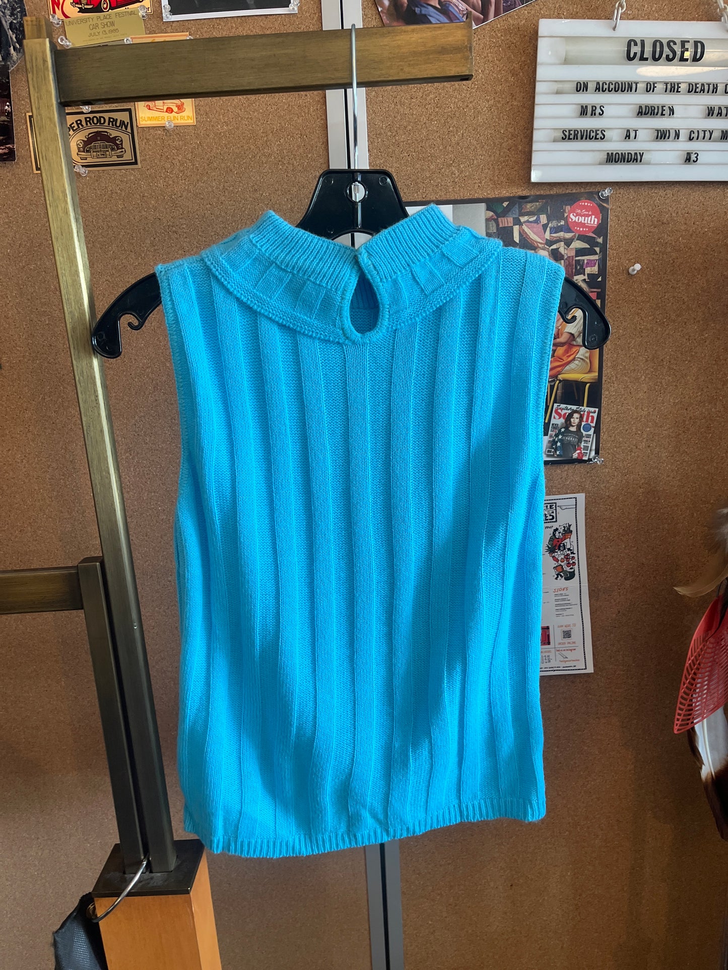 1970s Blue Turtle Neck Top
