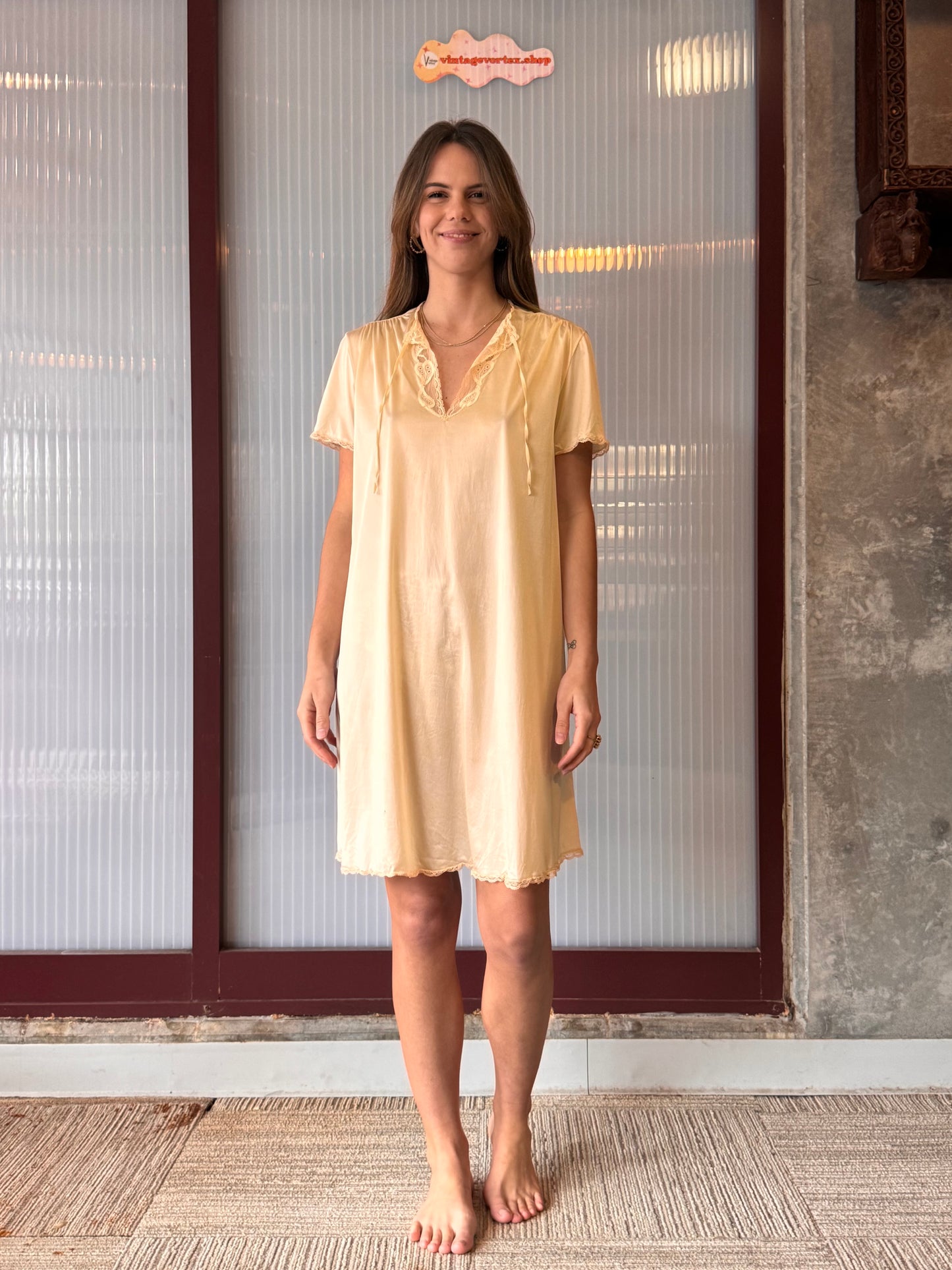 1980s Vanity Fair Cream Nightgown