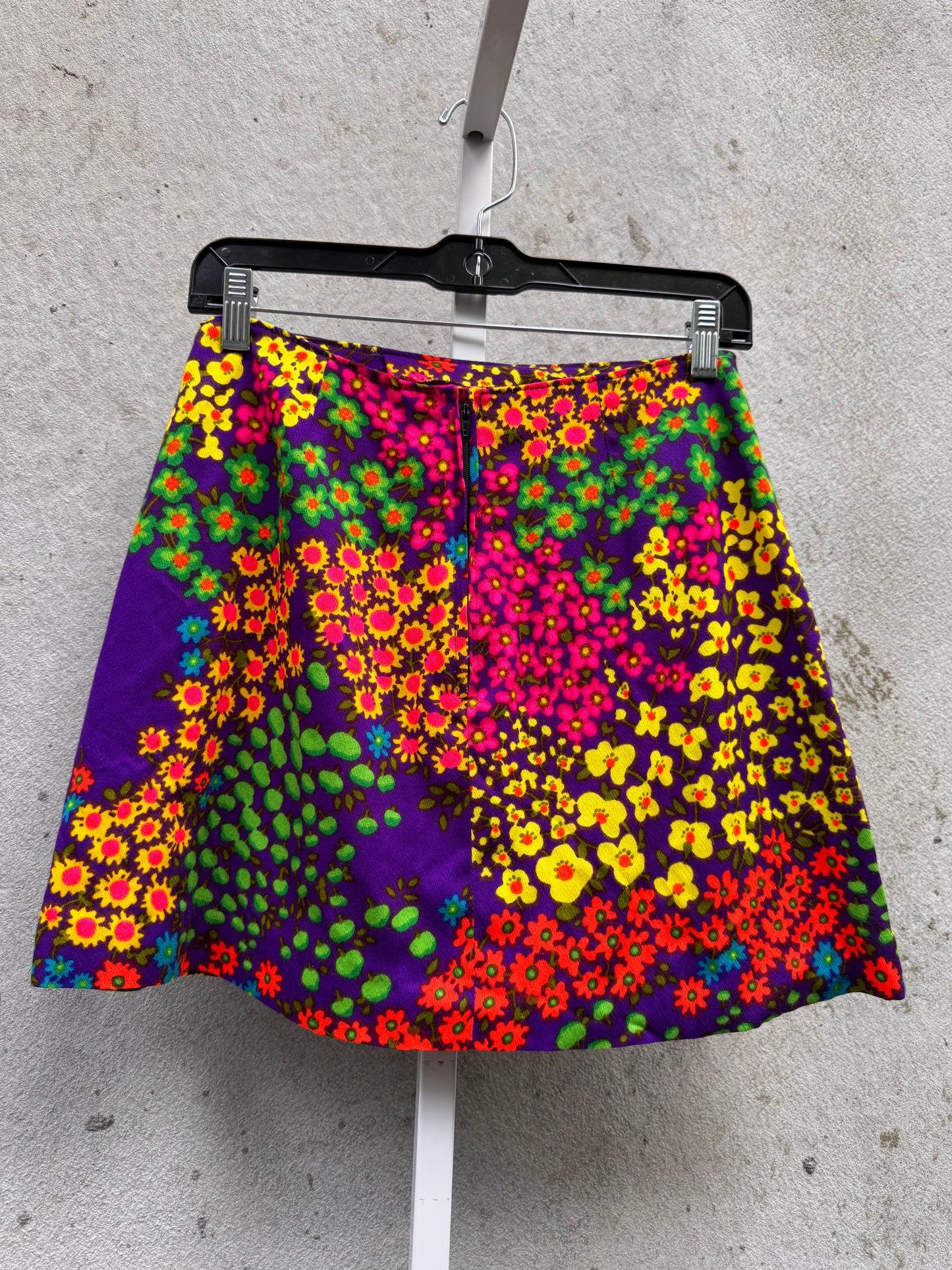 1960s Neon Floral Mini Skirt
