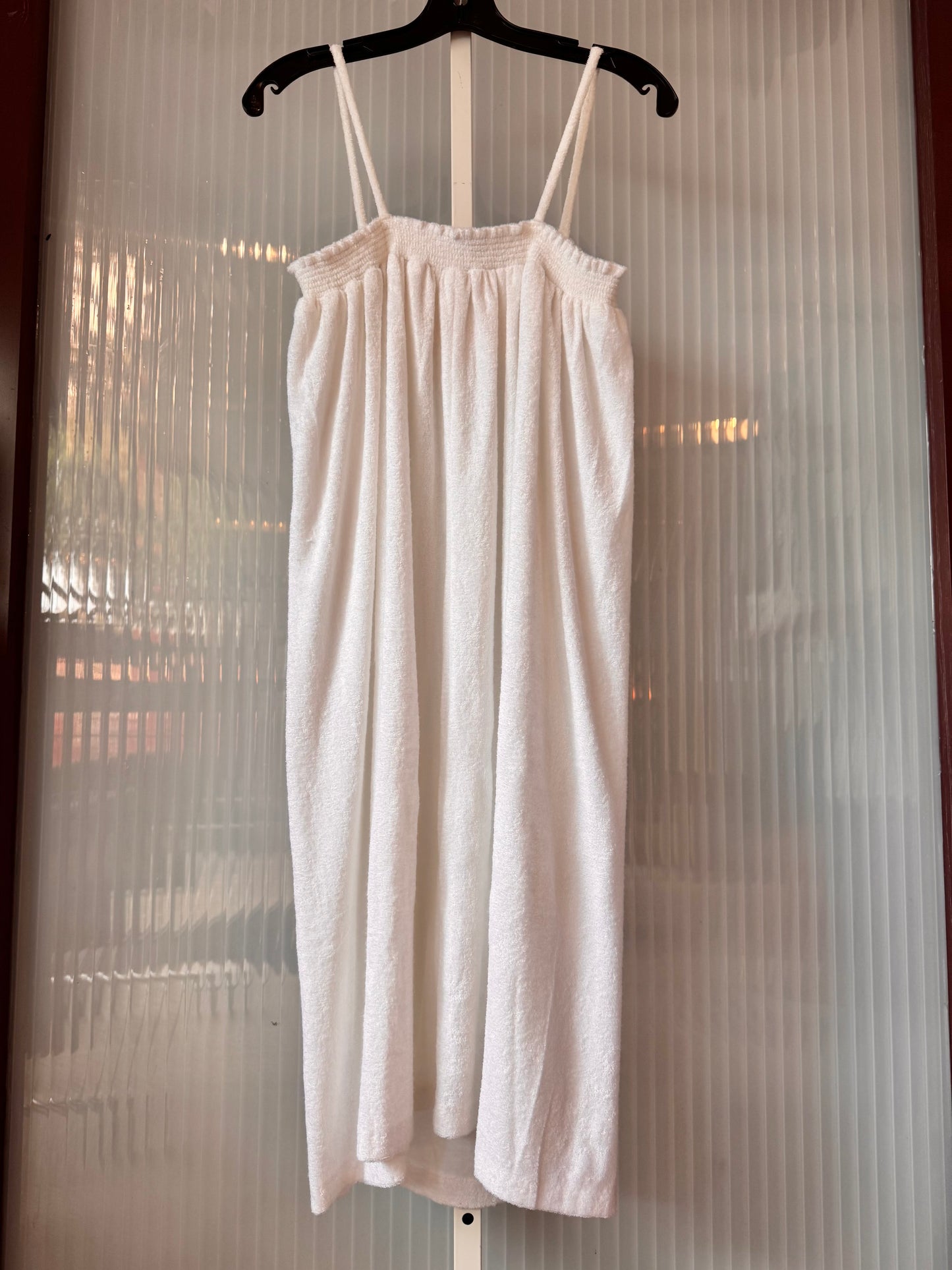 1970s White Terry Cloth Dress