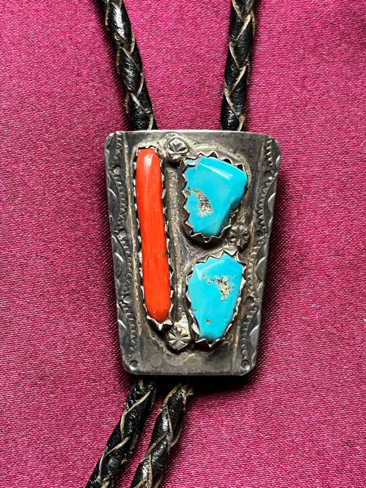 Coral & Turquoise Bolo Tie