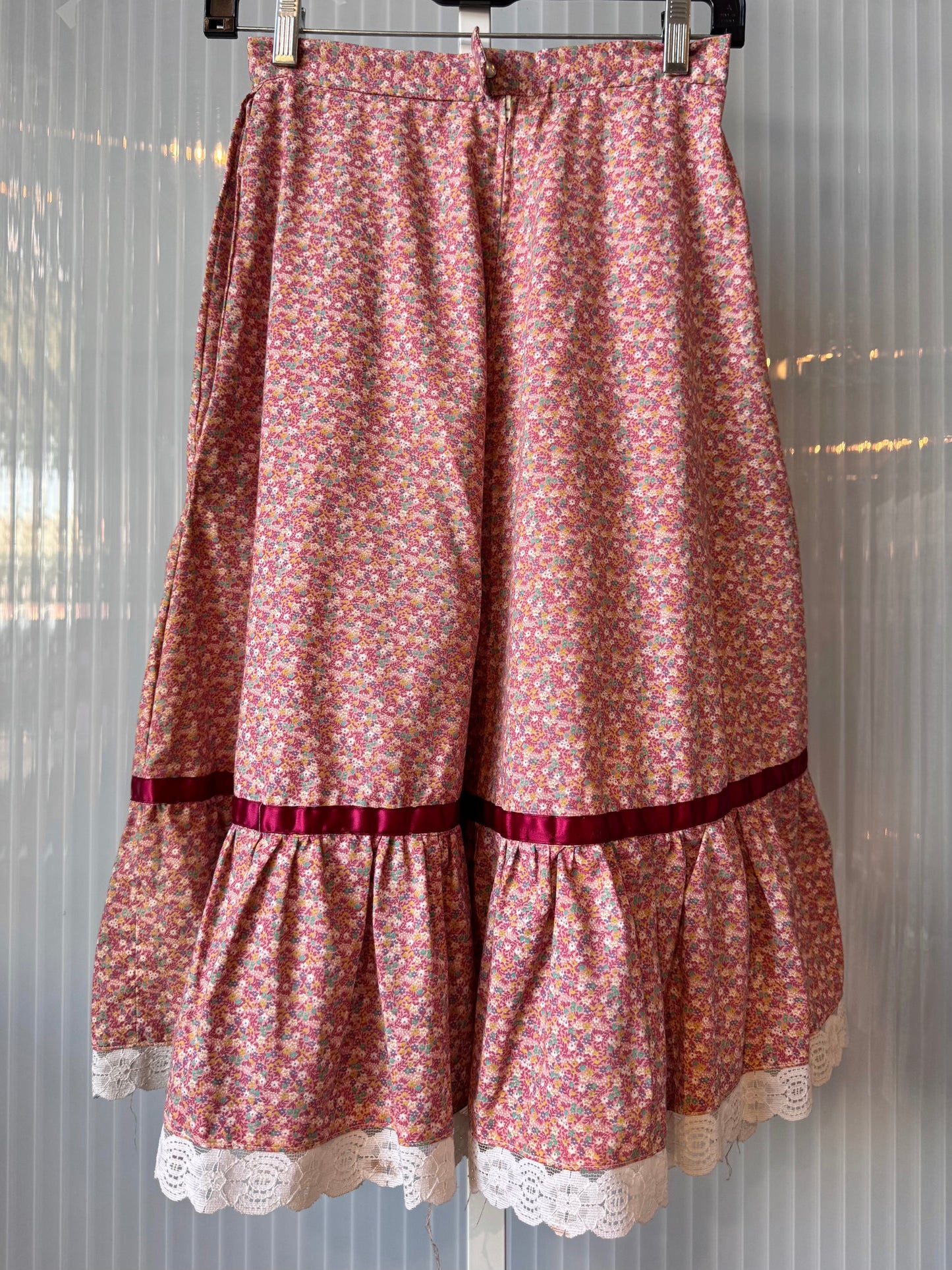 Burgundy Floral Prairie Skirt