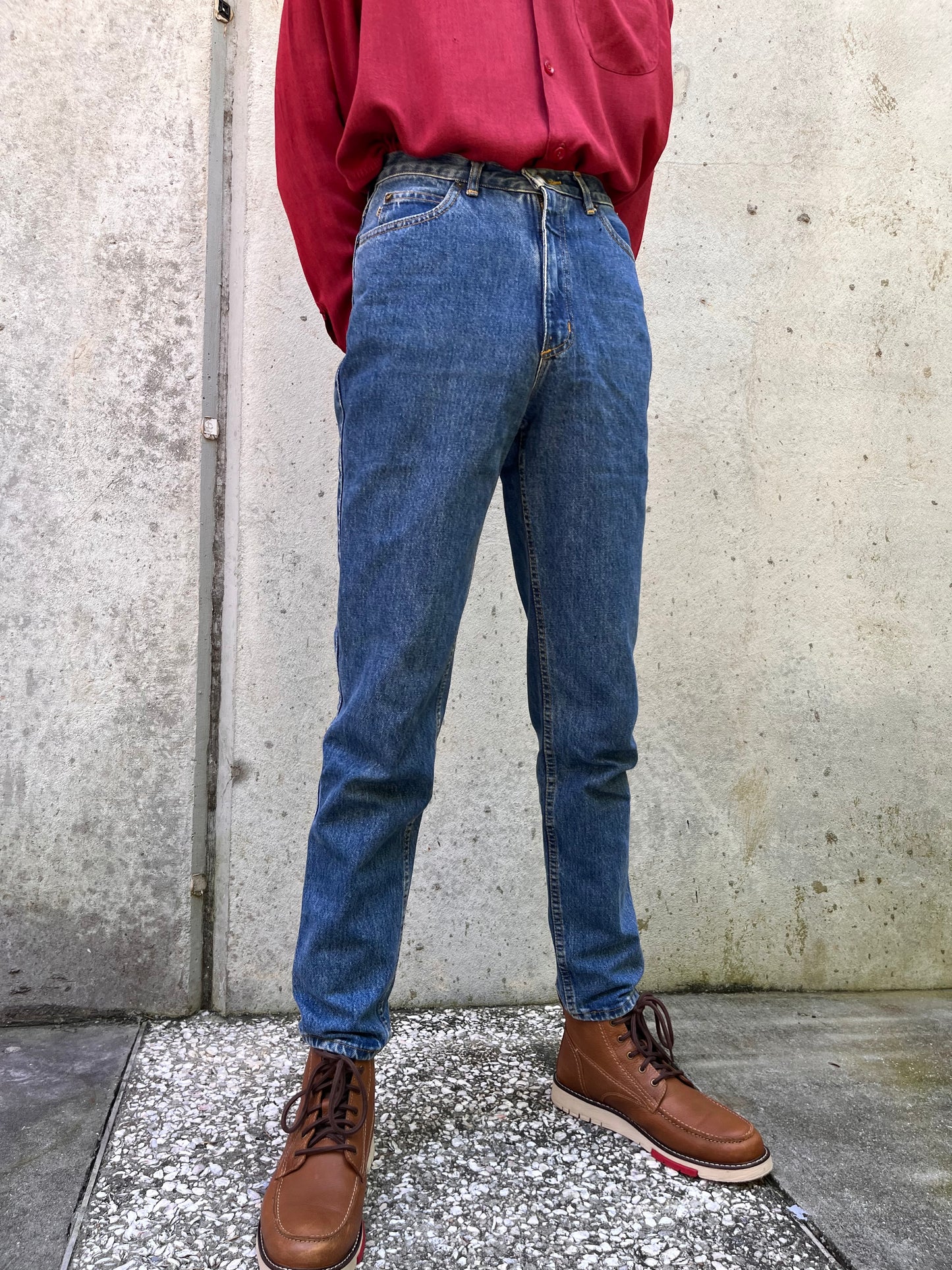 1990s Esprit Medium-Wash High-Waisted Taper Jeans