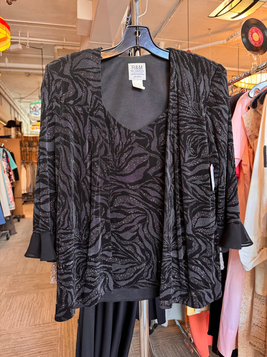 1980s Black & Silver Sparkly Blouse