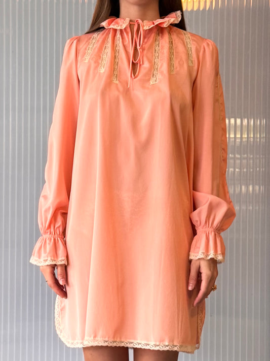1970s Eve Stillman Peach Nightgown
