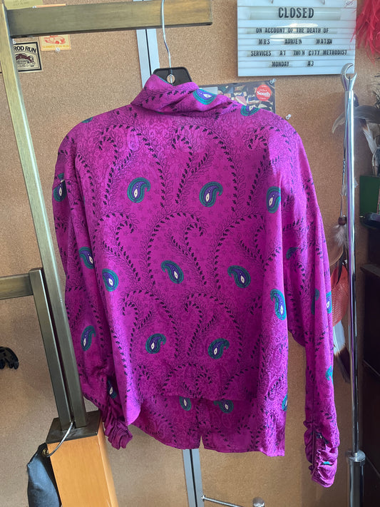 1980s Emanuel Ungaro Magenta Paisley Blouse