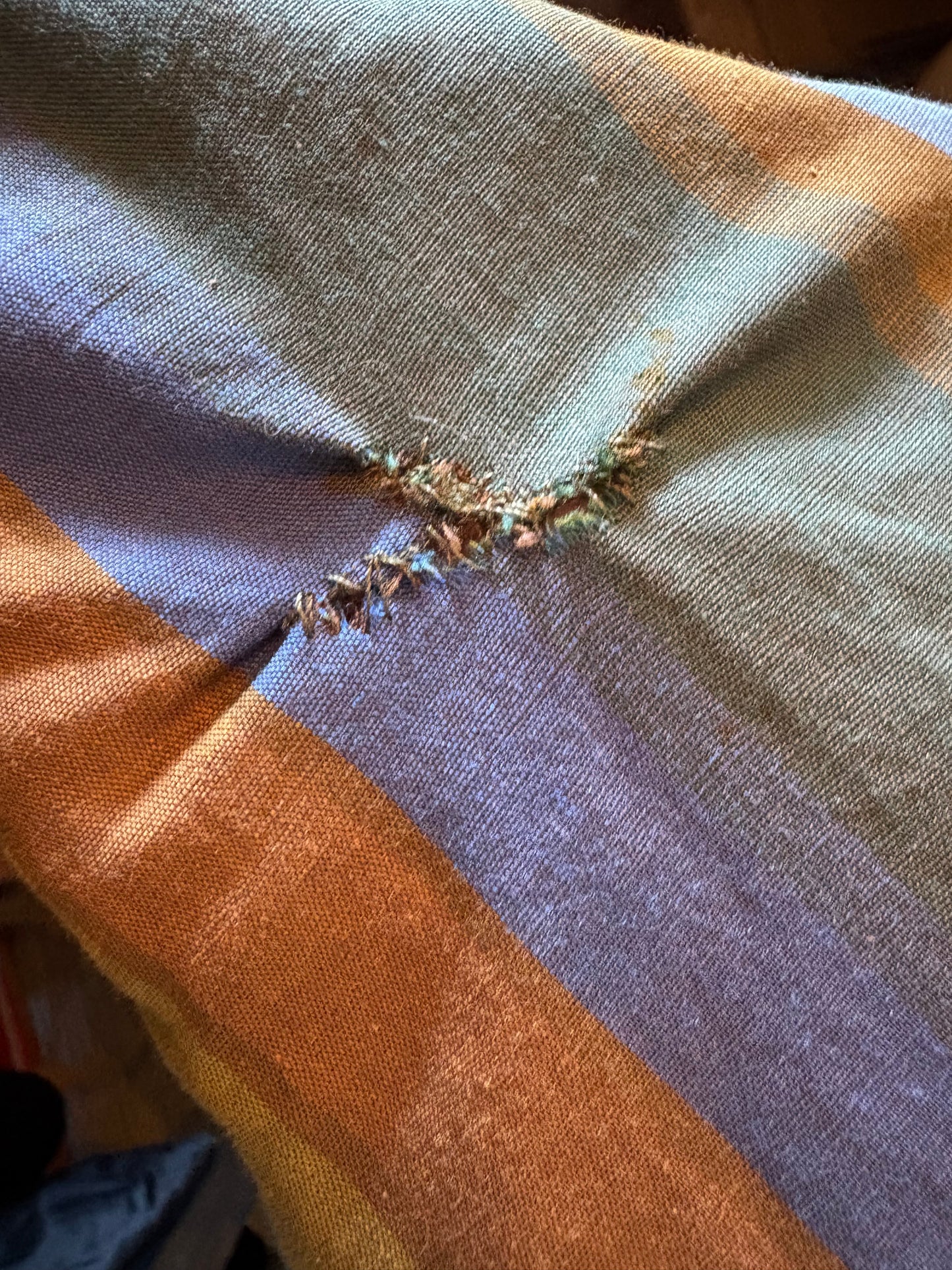 1960s Green, Brown, & Blue Striped Shirtwaist Dress