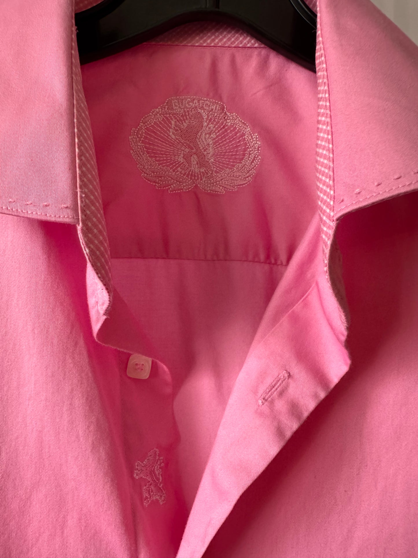 1990s / Y2K Bugatchi Pink Button Up Shirt