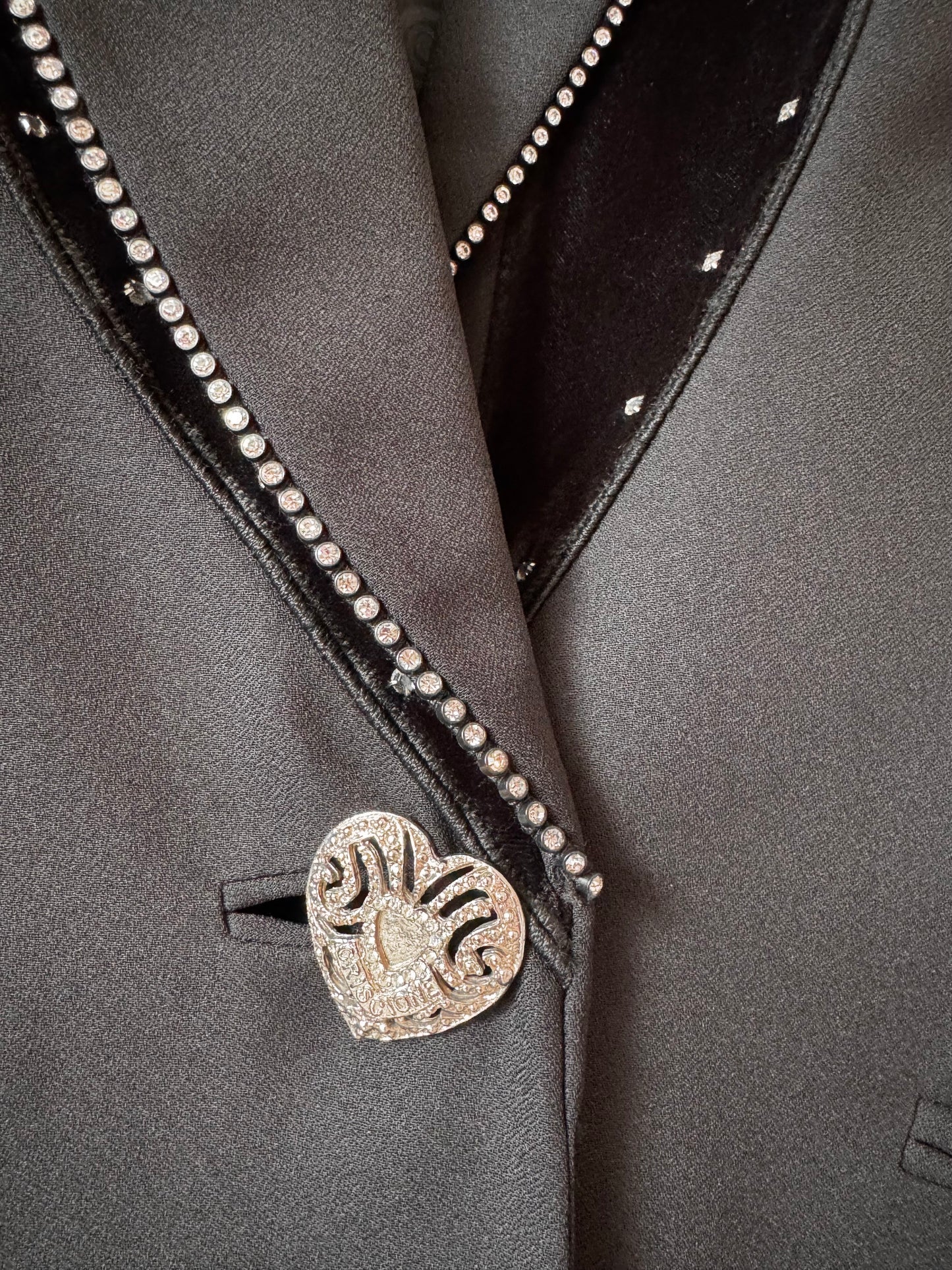 Black Velvet Rhinestone Blazer + Dress Set