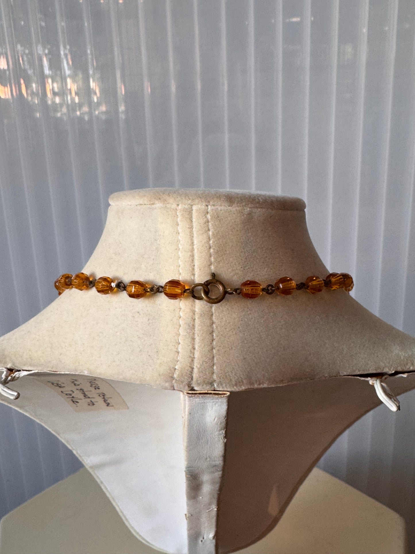 1930s Golden Orange Cut Glass Bead Necklace