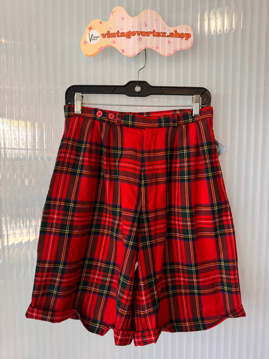 1990s Charter & Club Red Plaid Shorts