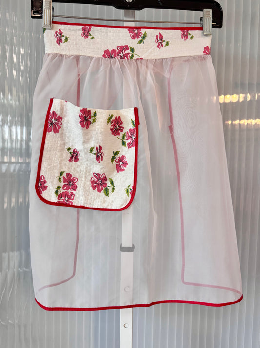 Pink & Red Floral Sheer Apron