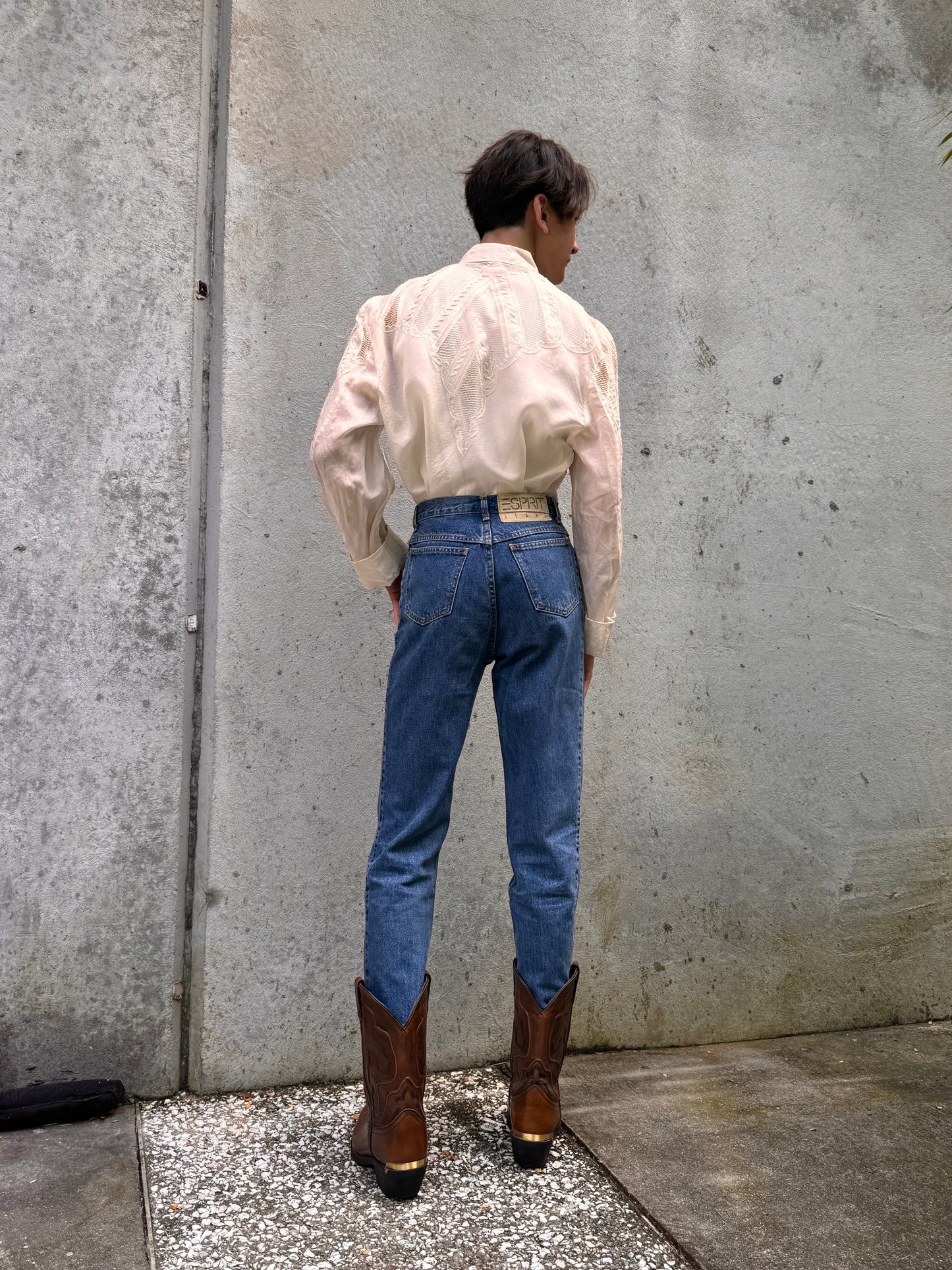 1980s Sheer Eyelet Button-up Shirt