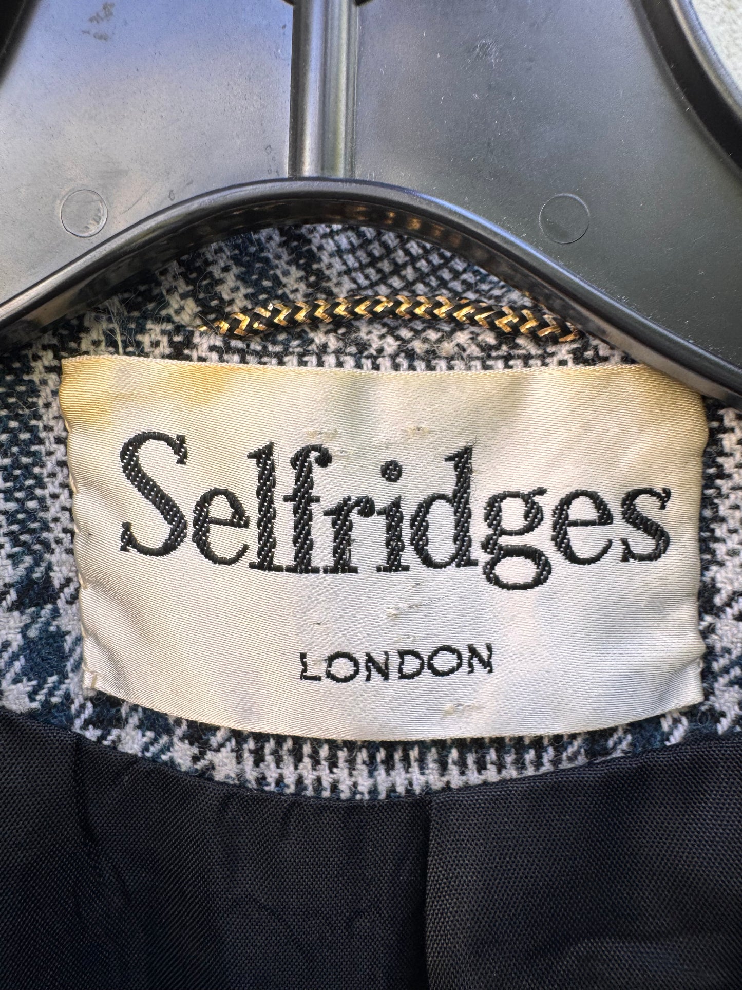 1970s Black & White Glencheck Wool Blend Jacket