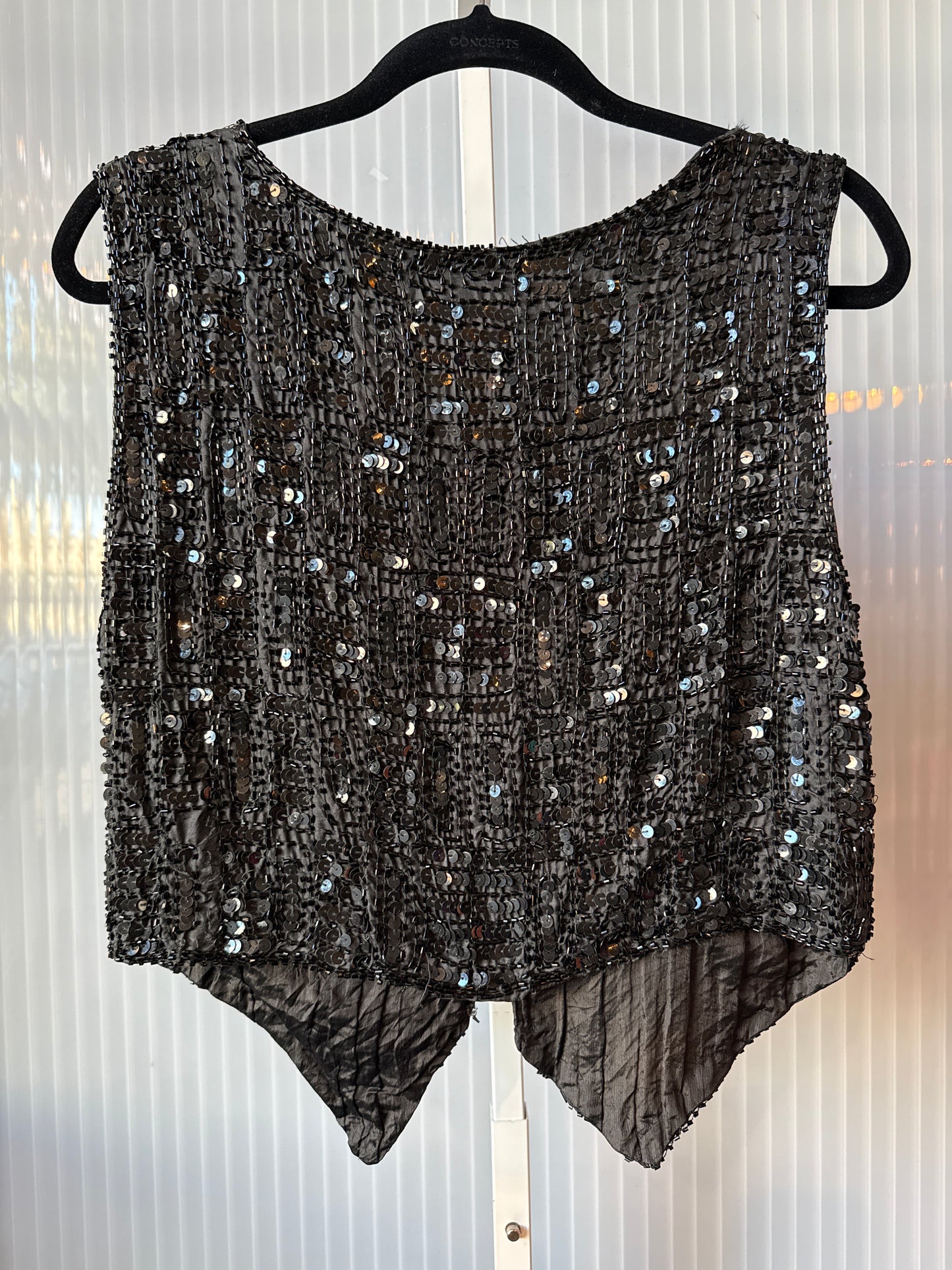 1980s Black Sequin Vest