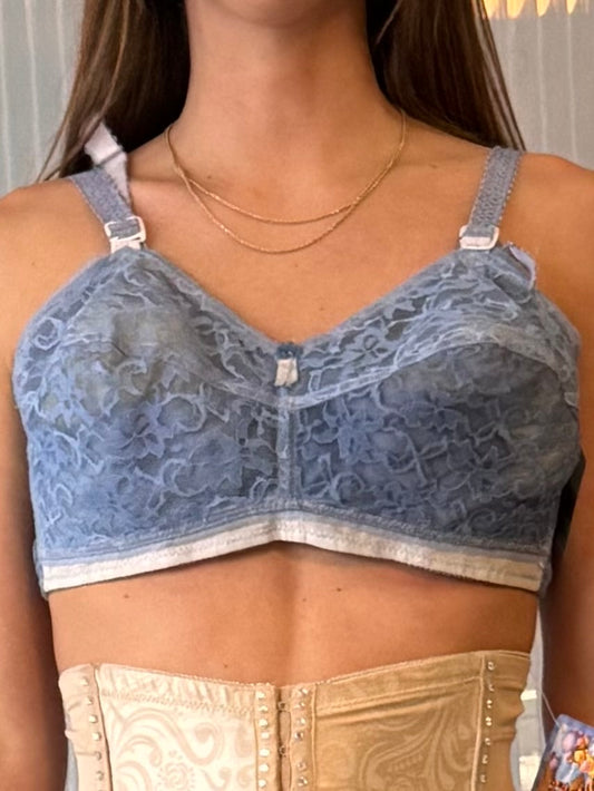 1950s Pennyrich Blue Lace Bra