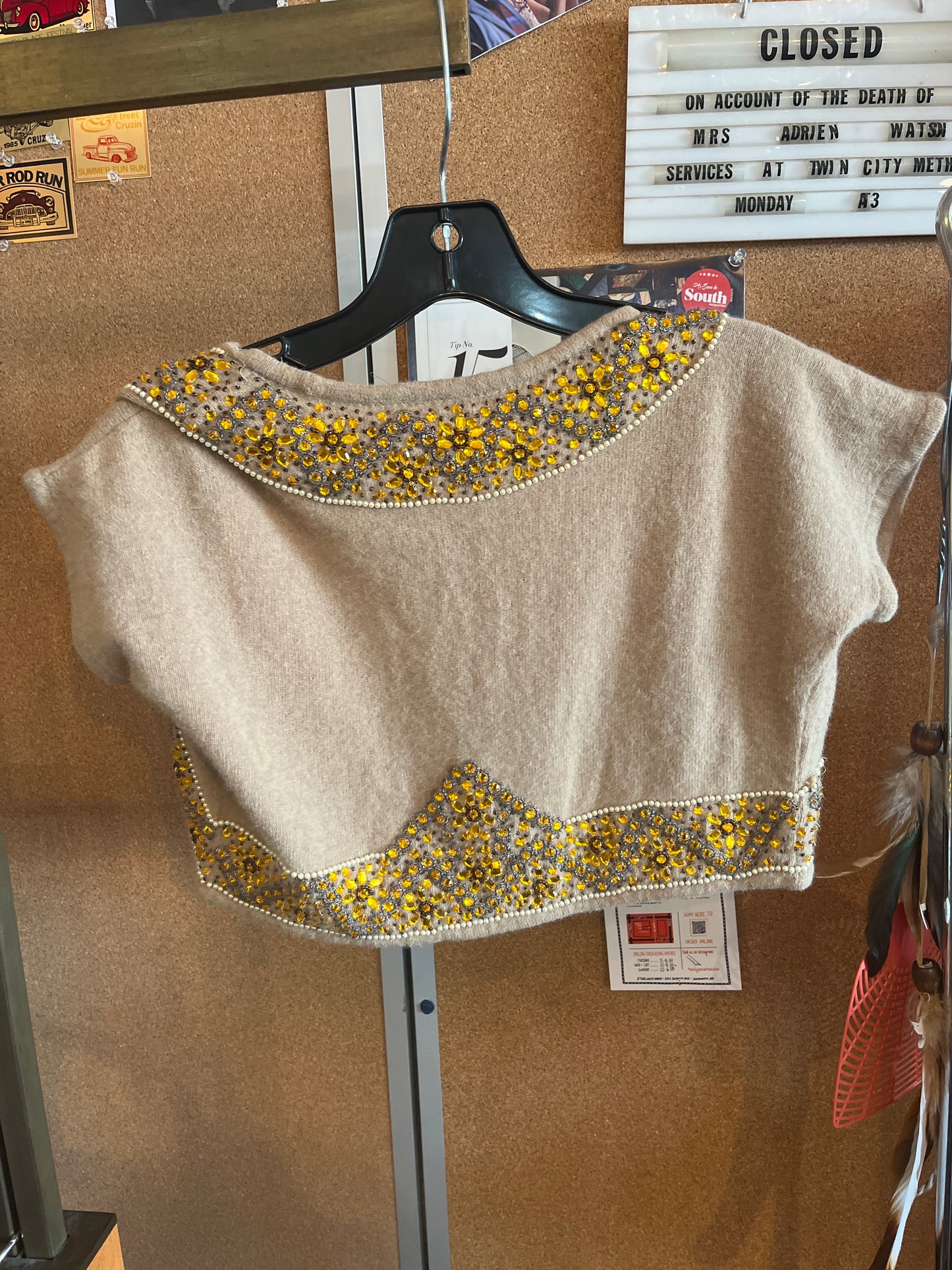 Y2K Beige Bedazzled Shrug