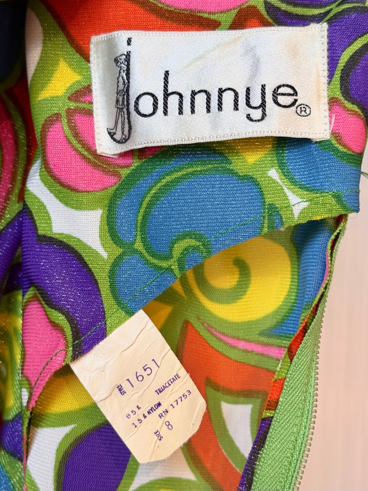 1960s Multicolor Mod Dress w/ Shoulder Sash