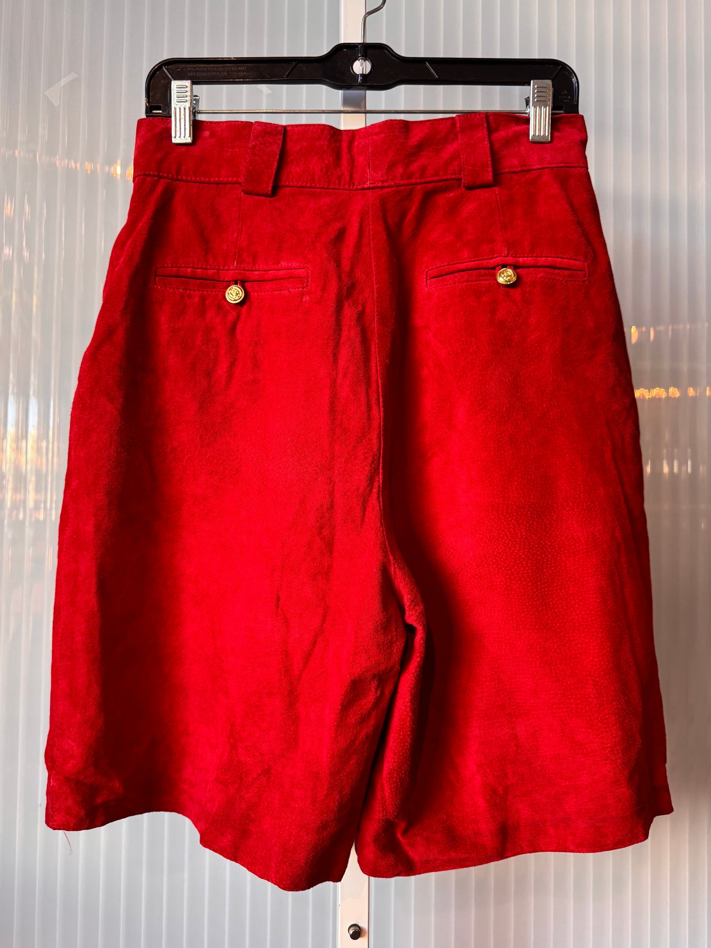1980s Red Suede Pleated Shorts