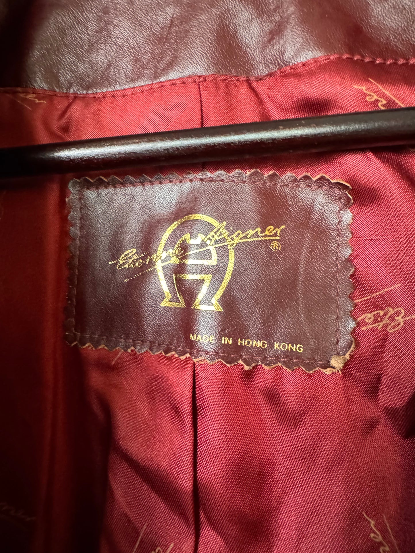 1990s Etienne Aigner Burgundy Leather Jacket