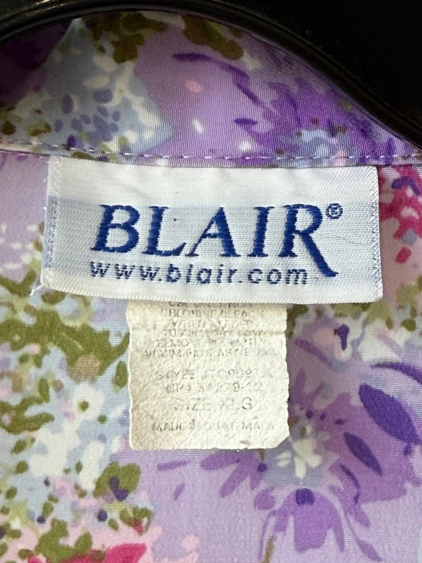 1980s Pastel Purple Floral Blouse