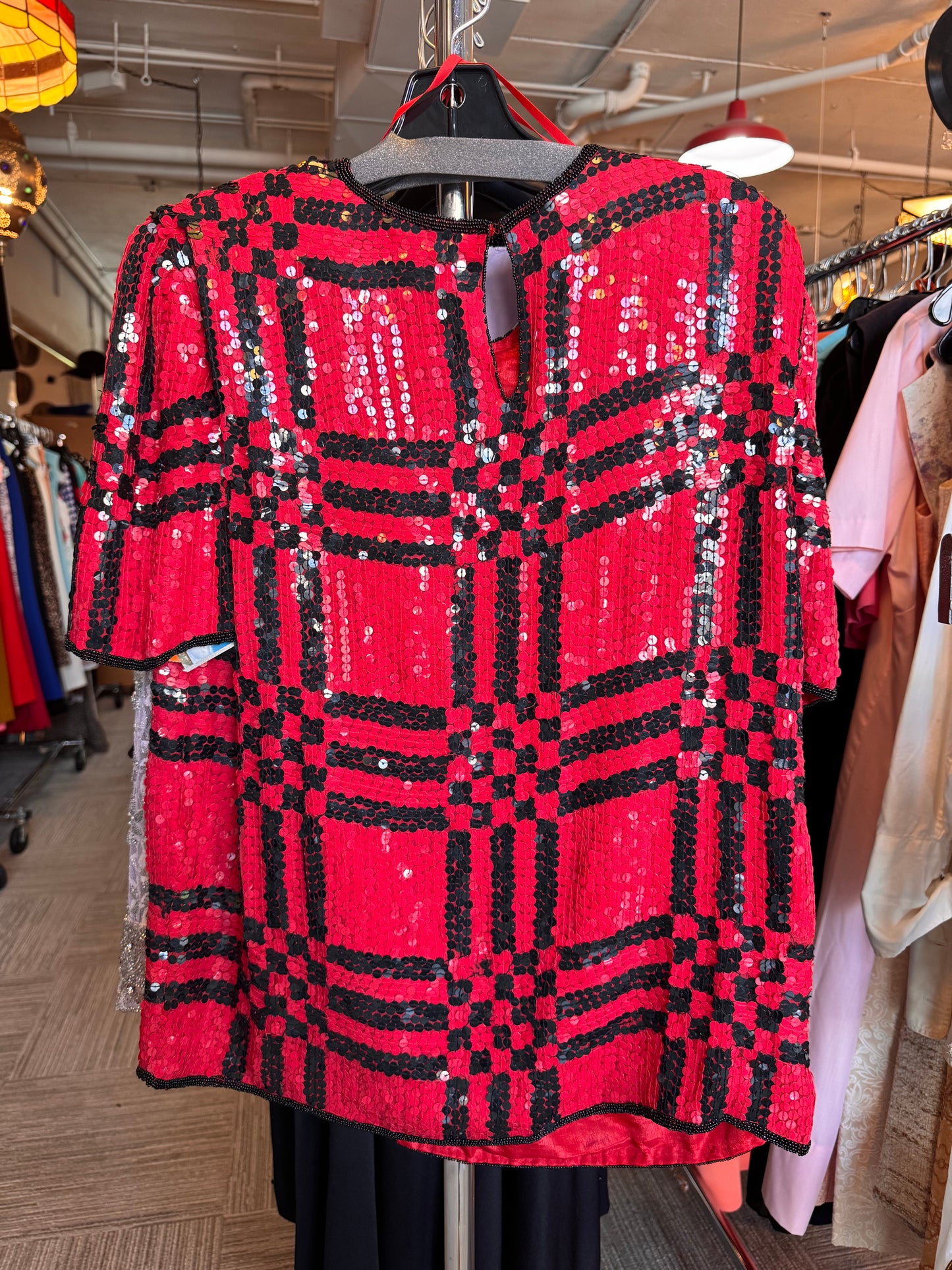 1990s Hasting & Smith Red Sequin Top