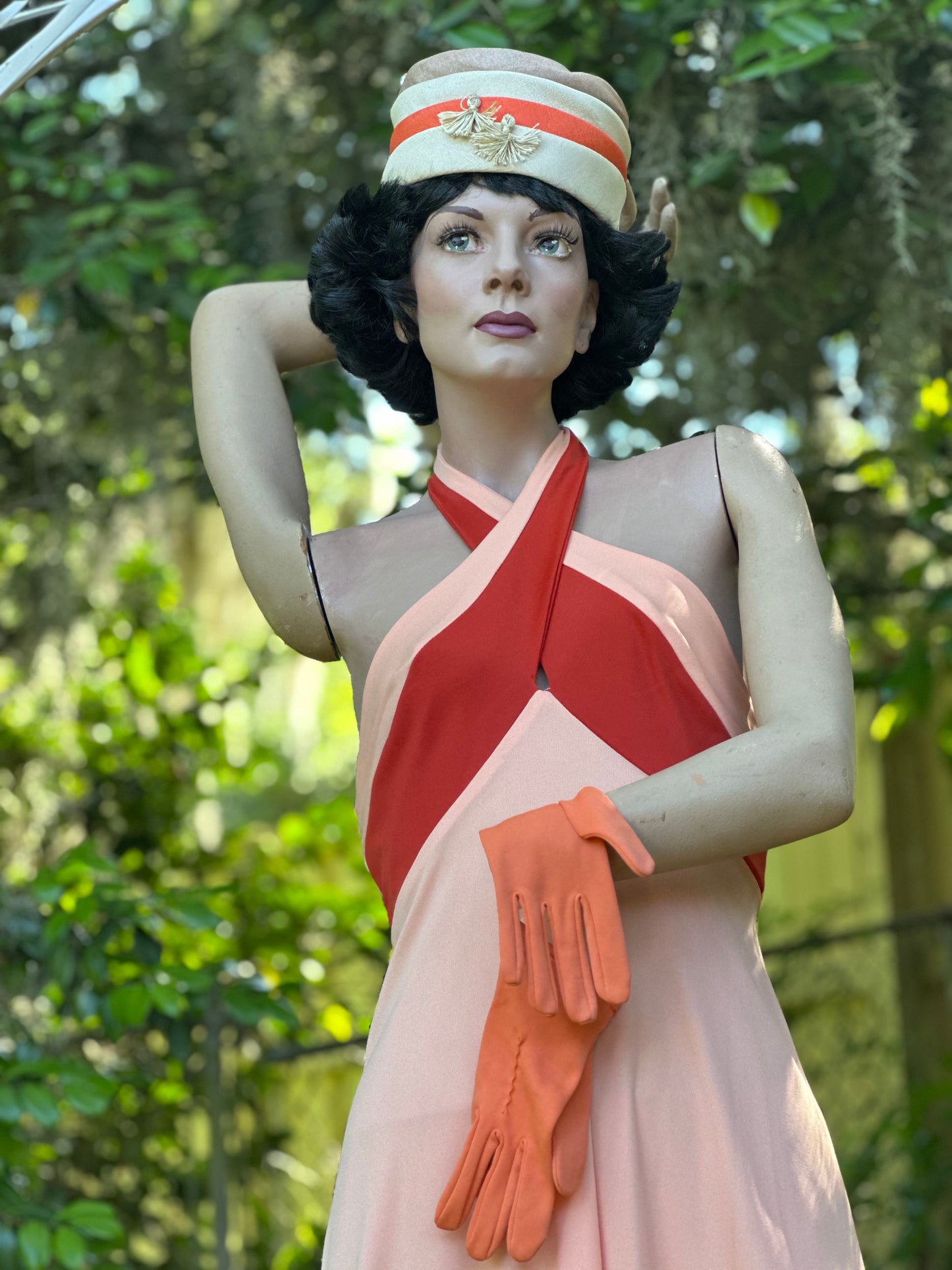 1970’s Color Block Dual-Toned Peach Maxi