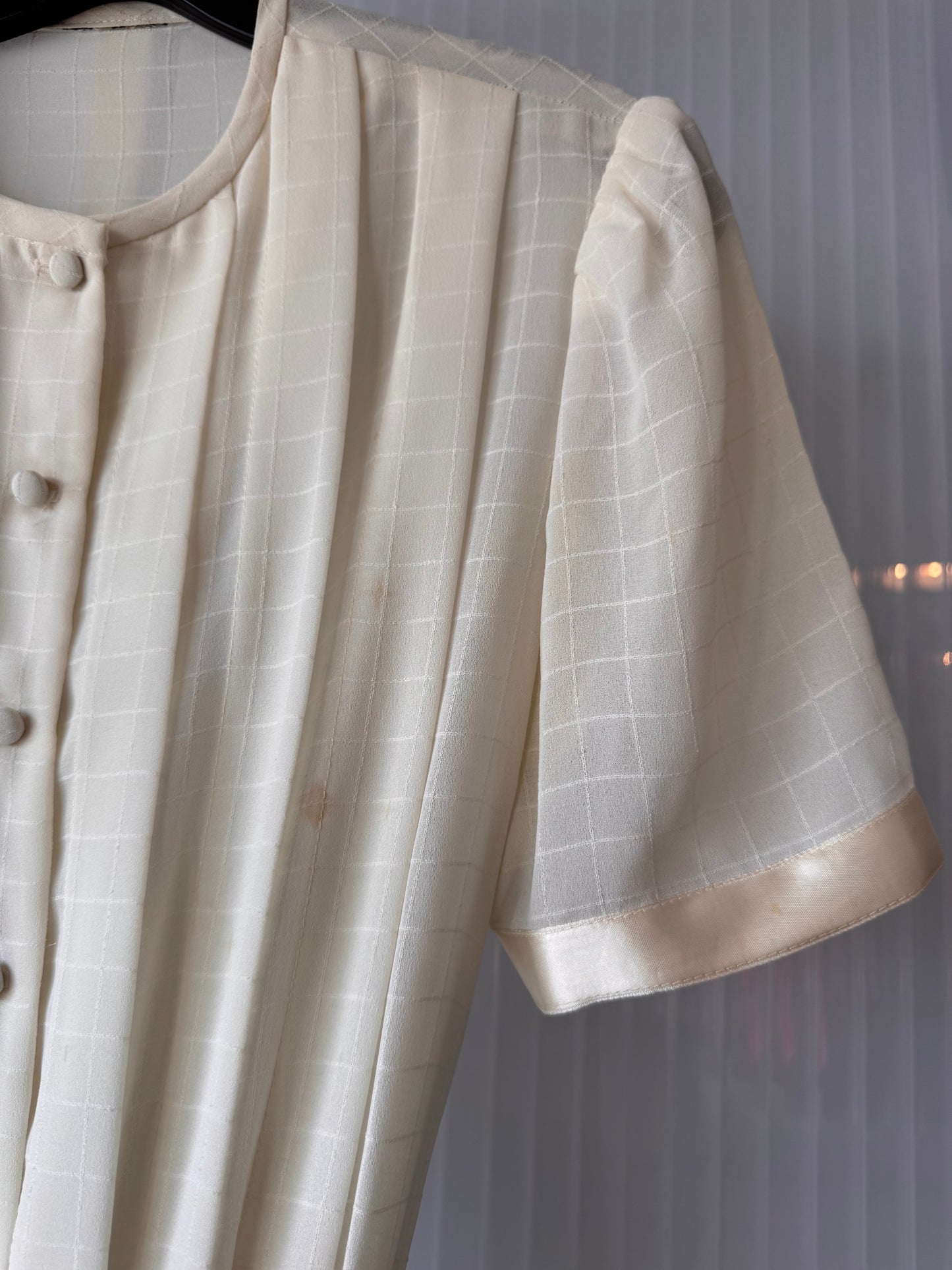 1960s Sheer Ivory Shirtwaist Dress