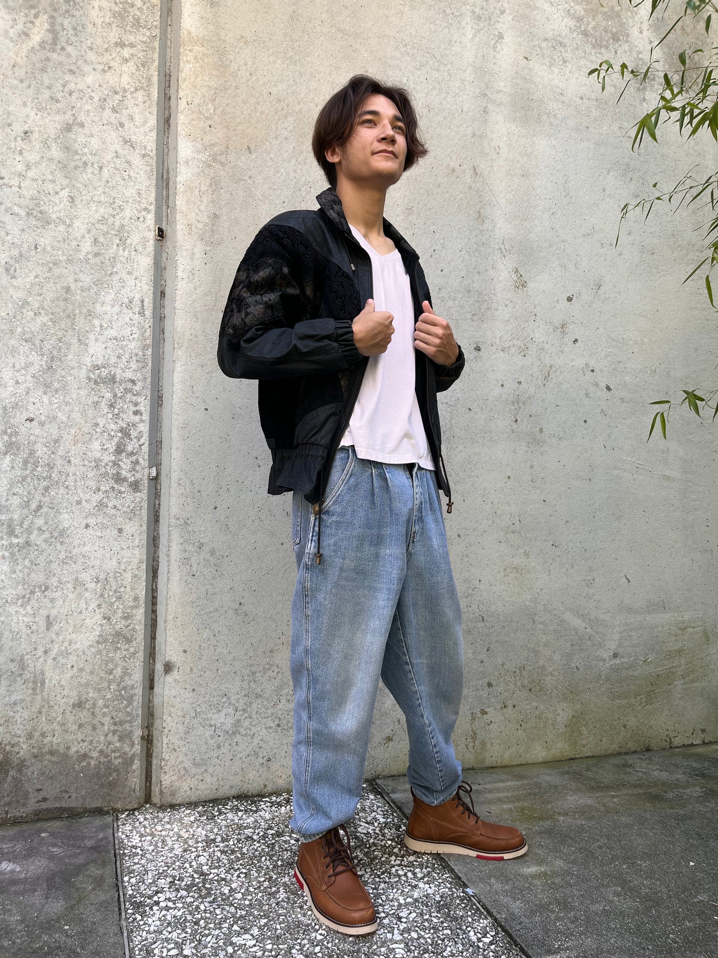 1980s Winlit Black Leather & Eyelet Lace Jacket