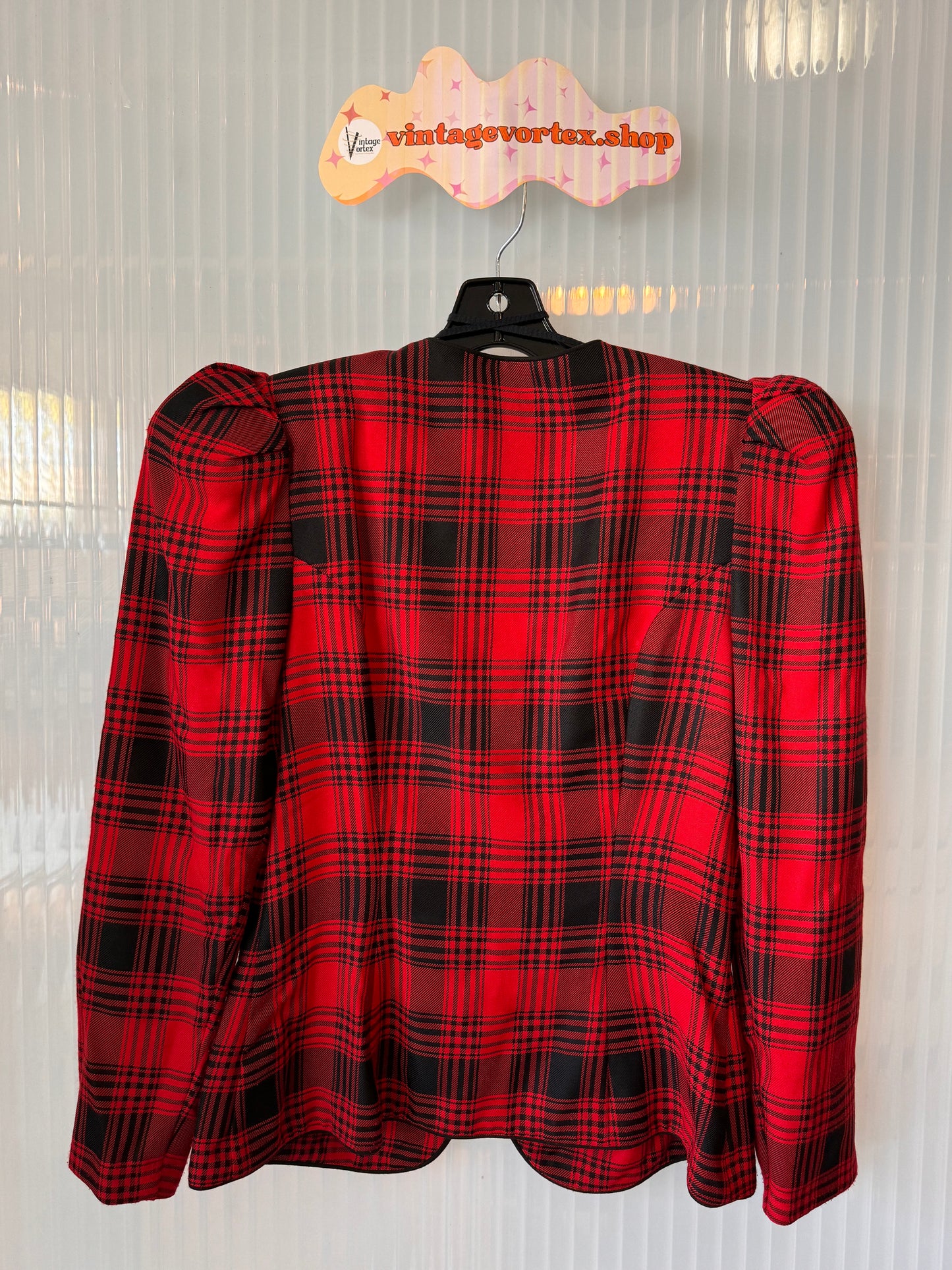 1980s Leslie Lucks Red Plaid Jacket