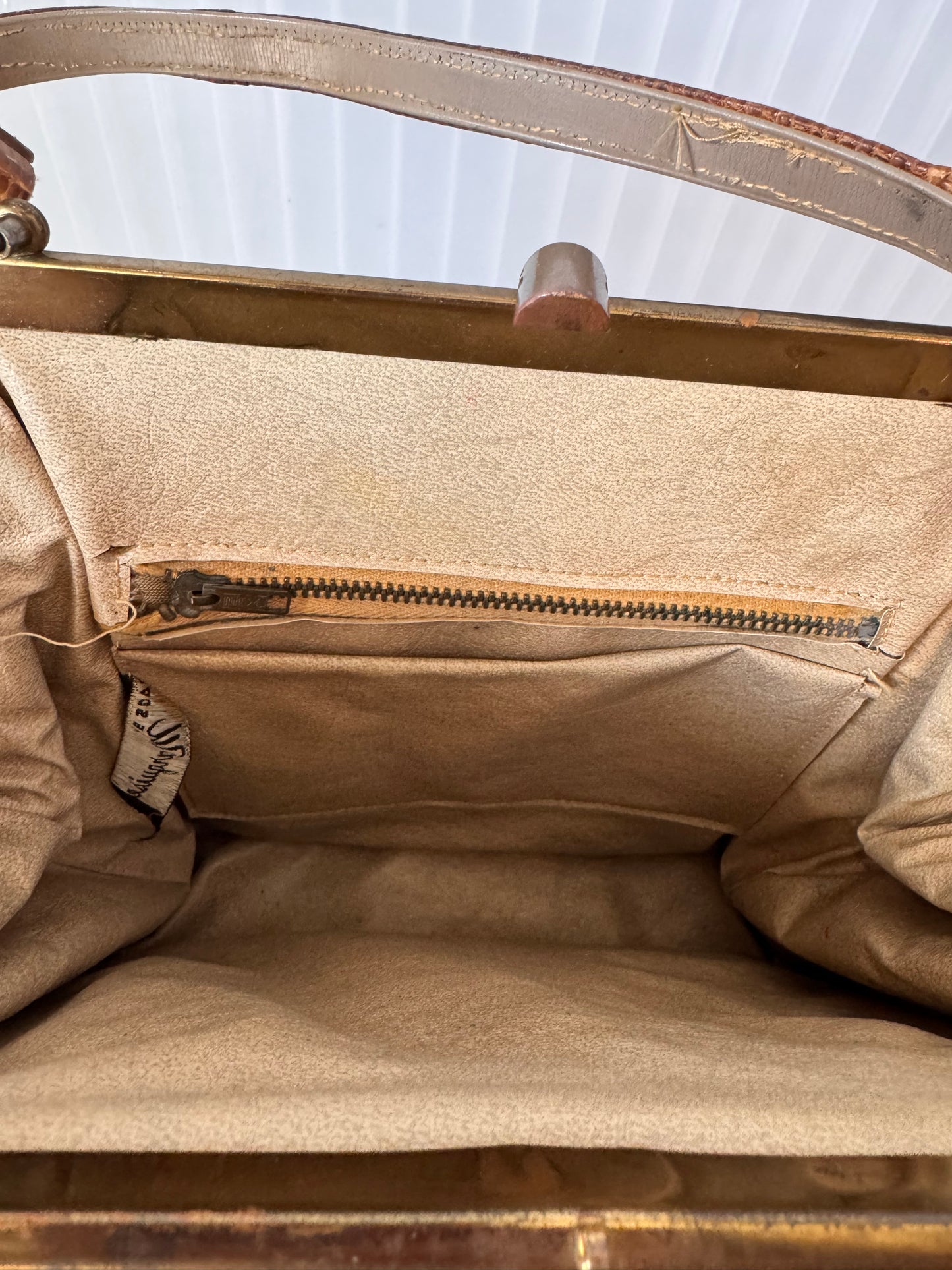 1950s Brown Alligator Handbag