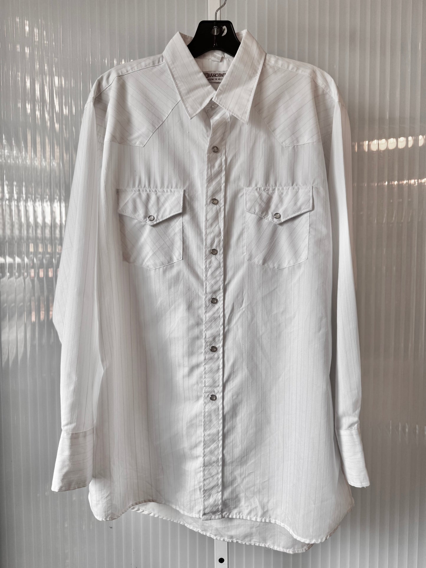 1970s White Pinstripe Western Shirt