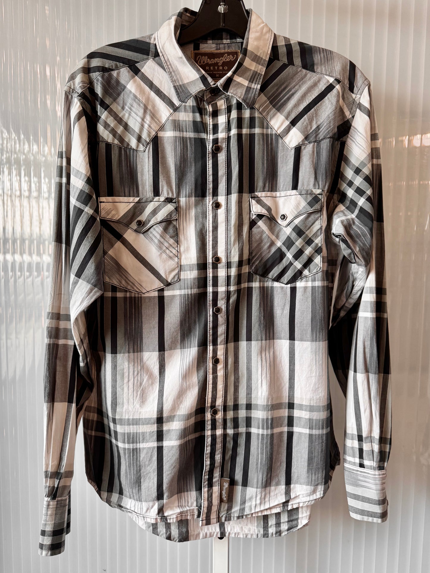 2010s Black & White Plaid Western Shirt