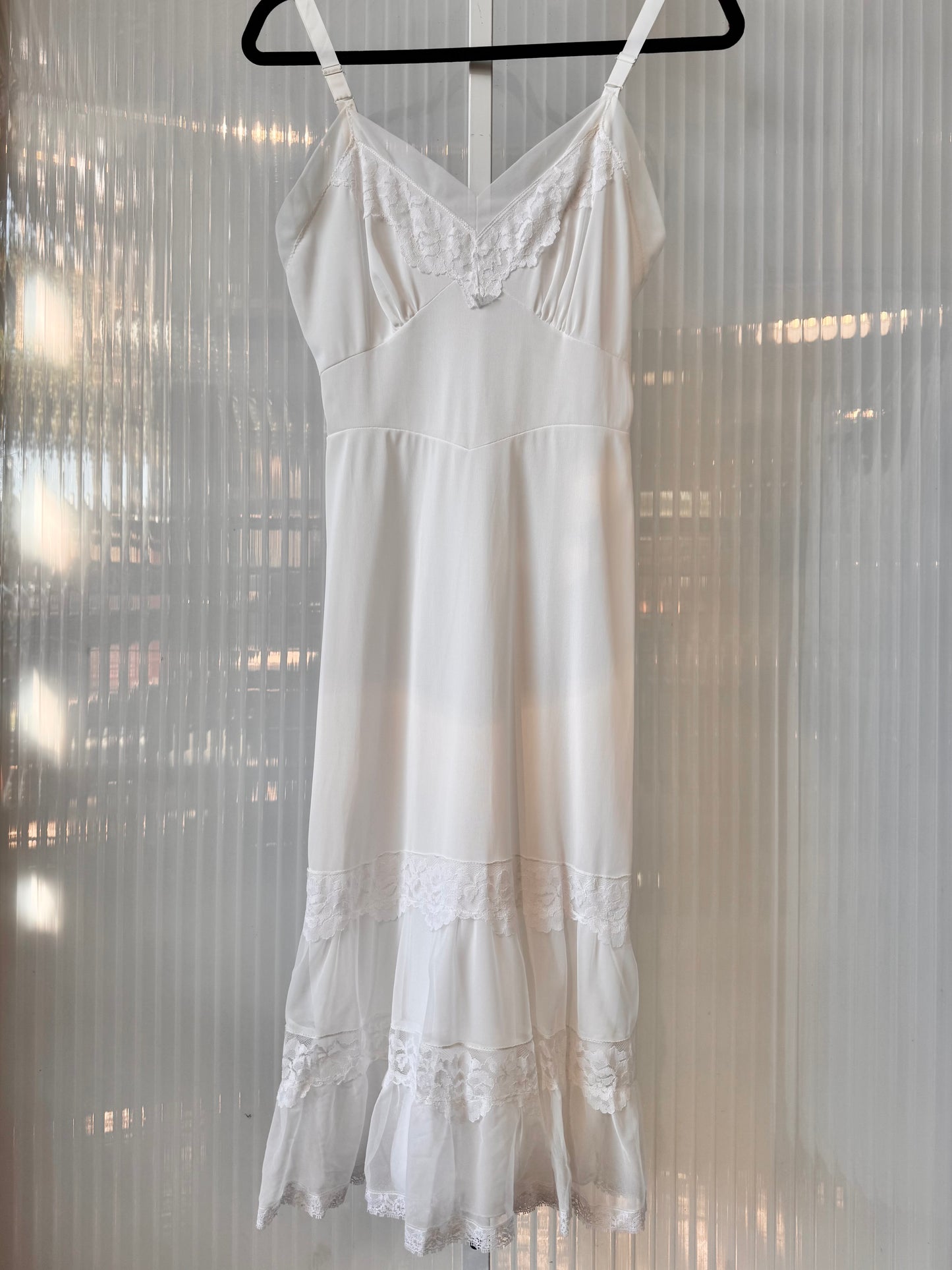1960s Lace Hem Sheer White Slip