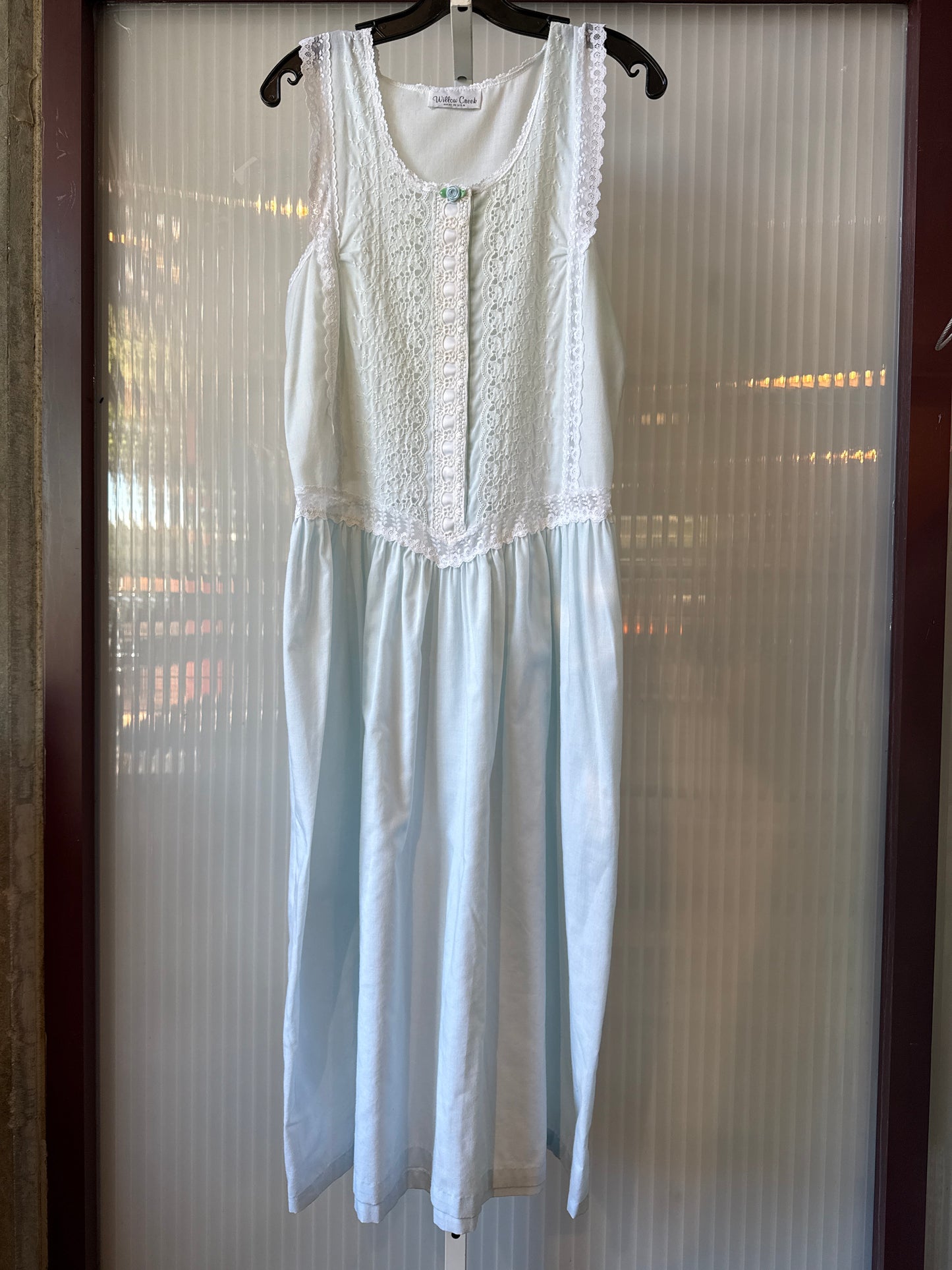 1980s Pale Blue Eyelet Nightgown
