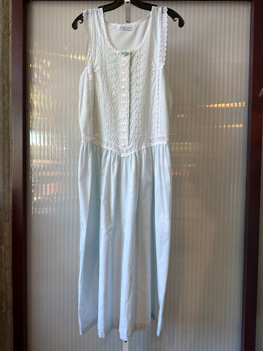 1980s Pale Blue Eyelet Nightgown