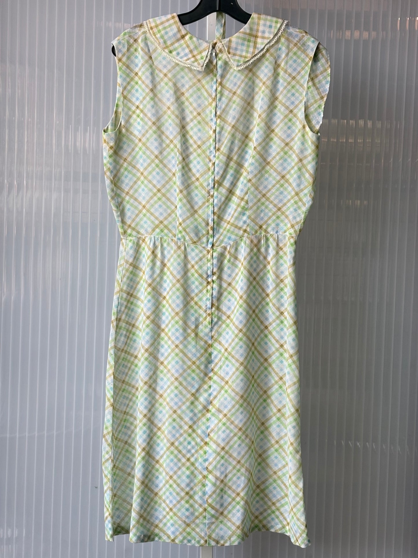 1950s/60s Green Checked Shirtwaist Dress