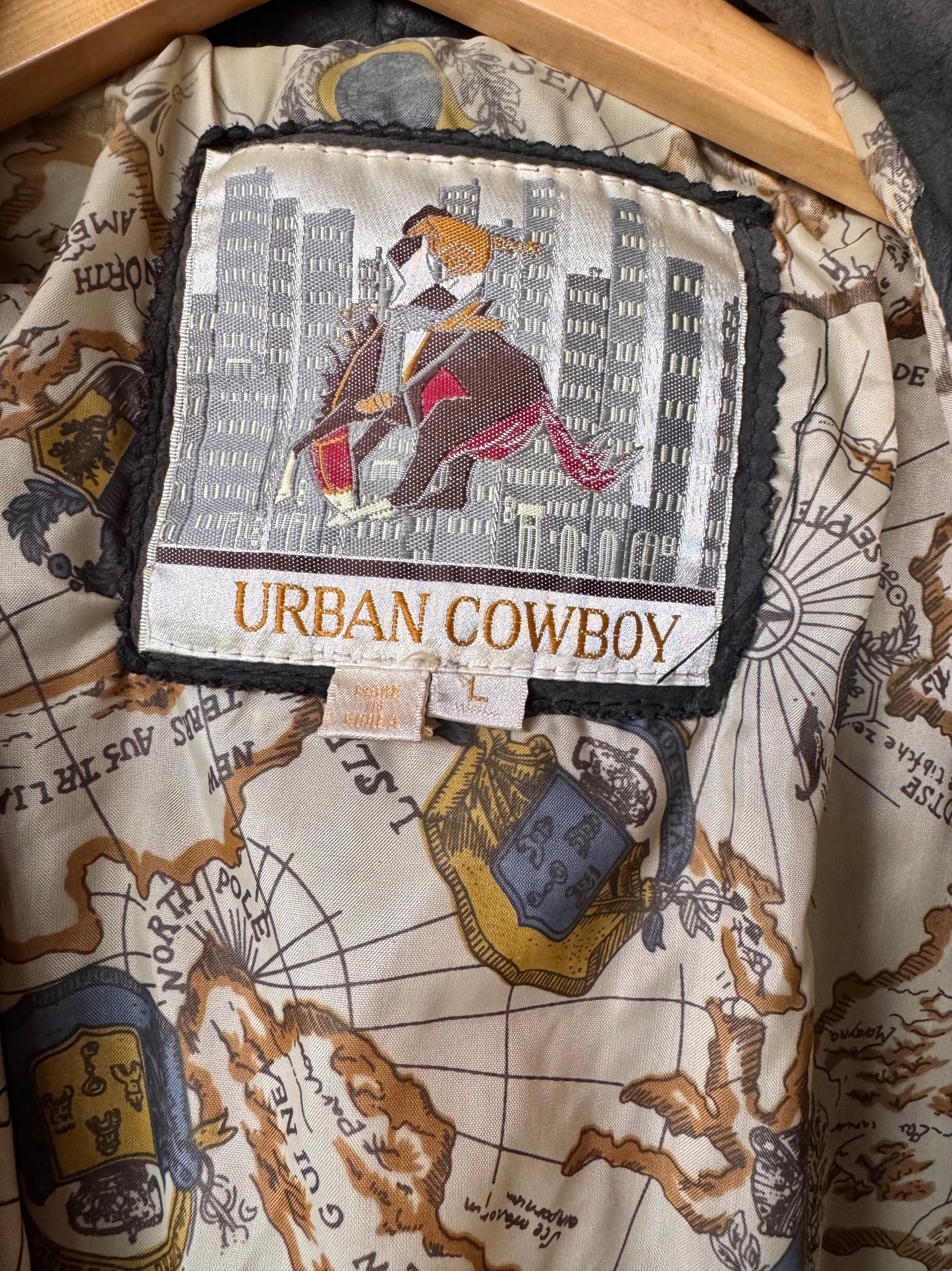 1980s Urban Cowboy Leather Jacket w/ Chart Lining